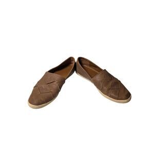 Frye Liz Woven Slip On Flats Womens 8 Brown Leather Minimalist Casual Shoes